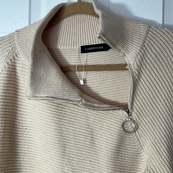 Carpetcom women’s long sleeve turtleneck, ivory sweater side shoulder zipper XL - Picture 4 of 13